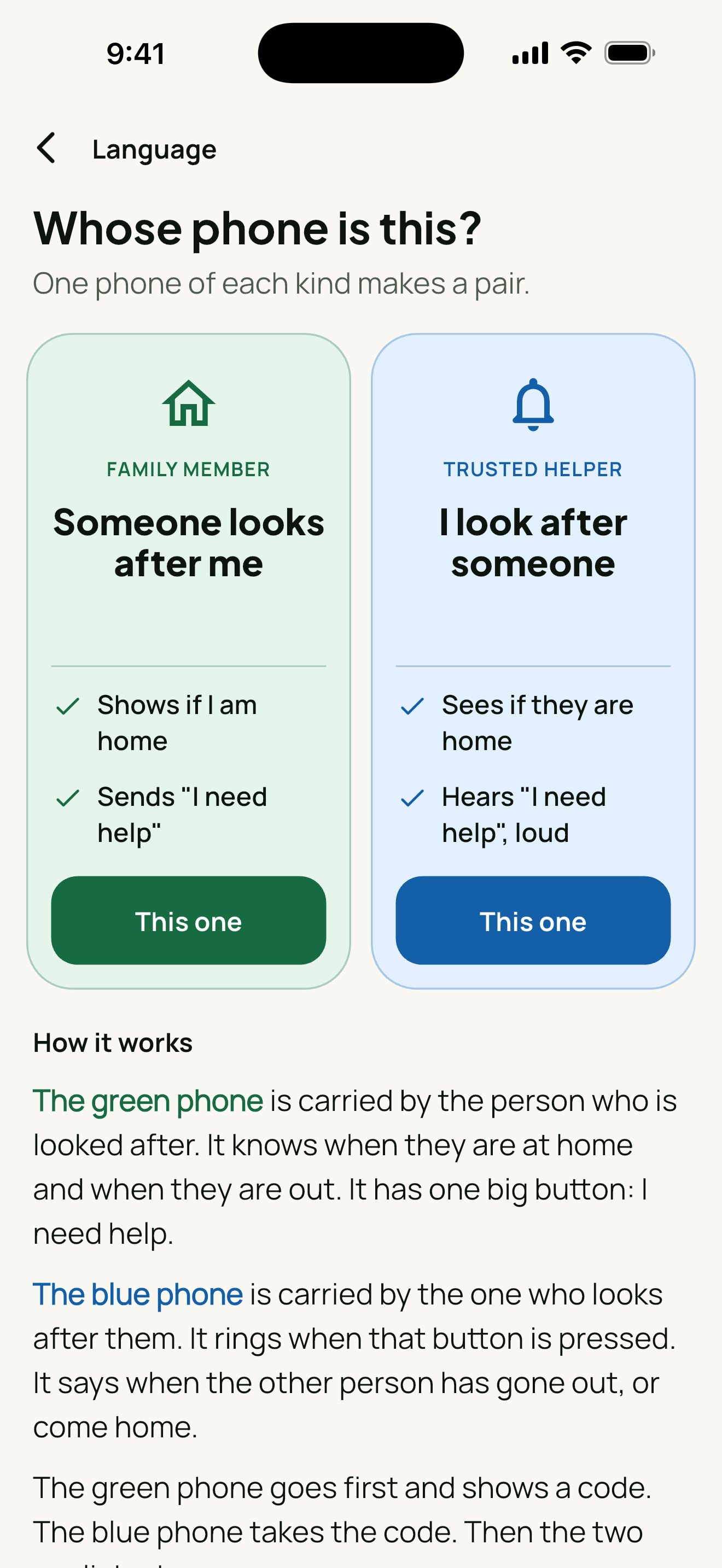 Choosing a role — family member or trusted helper.